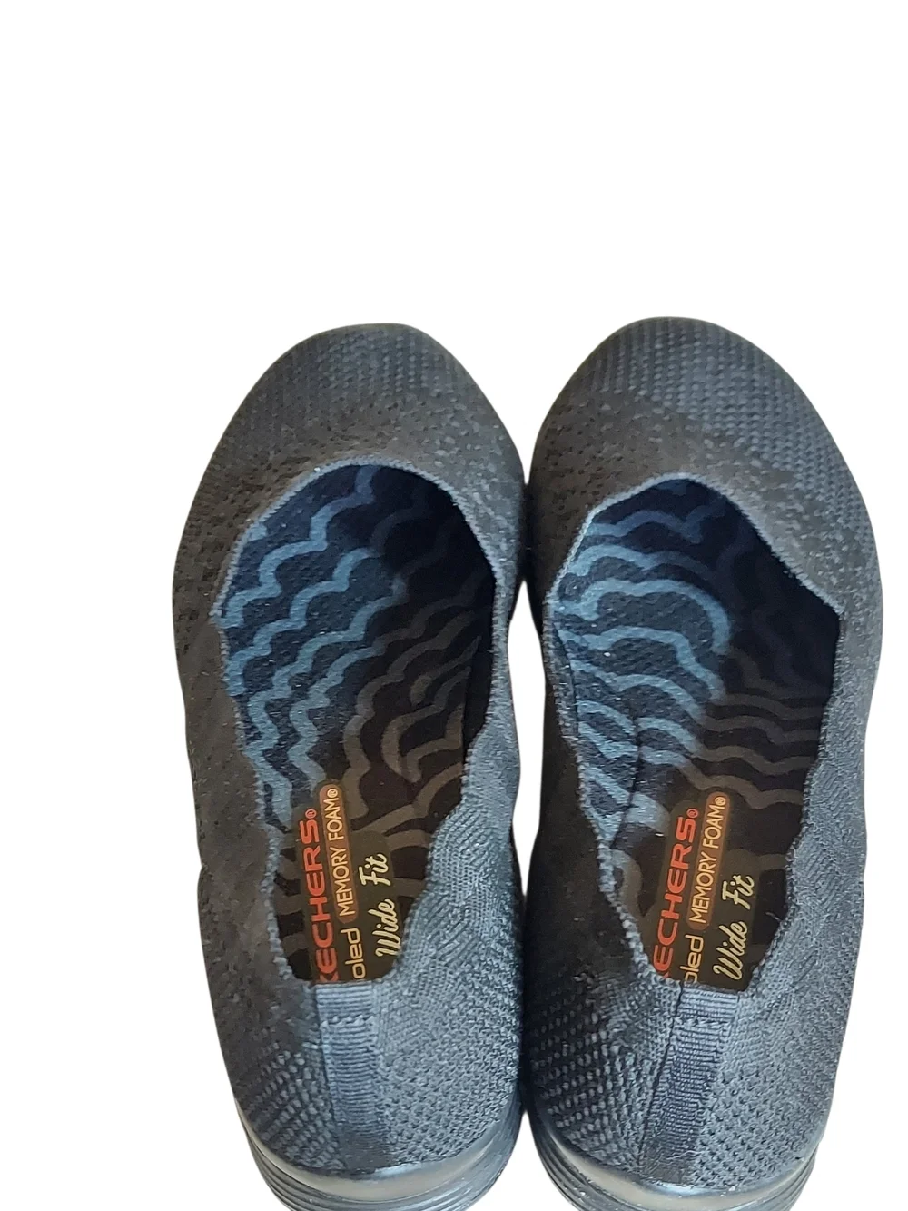 Skechers Relaxed Fit Wide Fit Black Scalloped Edge Slip-On Sneakers Memory Foam